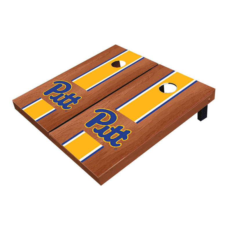 Planches de cornhole à rayures 2 'x 3' NCAA, Bois de rose jaune assorti, Pittsburgh Panthers