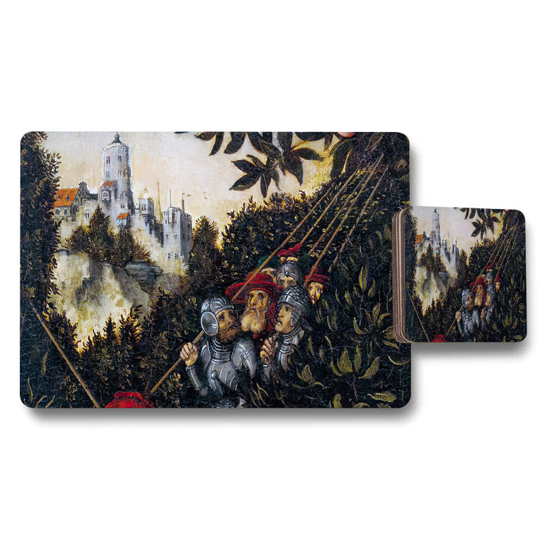 Medieval Knight Scene Placemat and Coaster Set for Dining Table