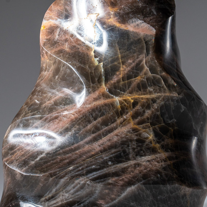 Genuine Polished Black Moonstone Flame Freeform (2.2 Lbs)