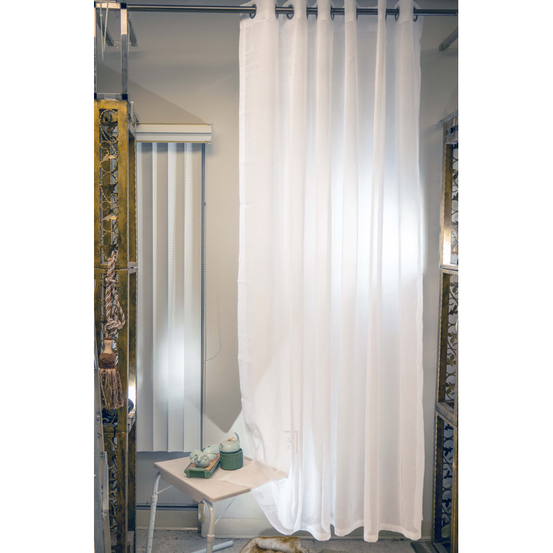 Rideau transparent en polyester Woodhull, Blanc