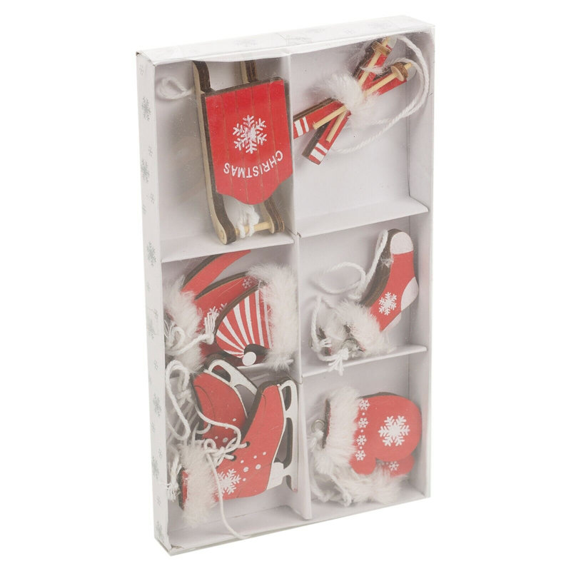 2cm Wood Holiday Shaped Ornament, Red