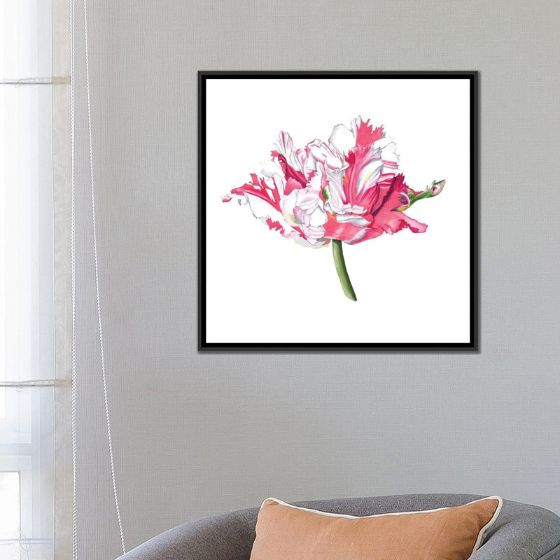 « brighton fleuris v », impression sur toile, H 18 po x l 18 po x P 1,5 po, Pas de tapis, Toile encadrée noire
