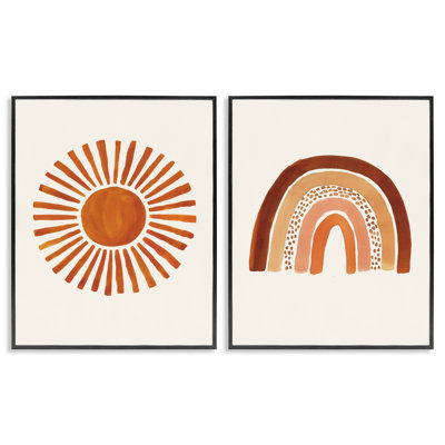 Orange Sun Patterned Rainbow Boho Children''s Drawing Heather Mclaughlin