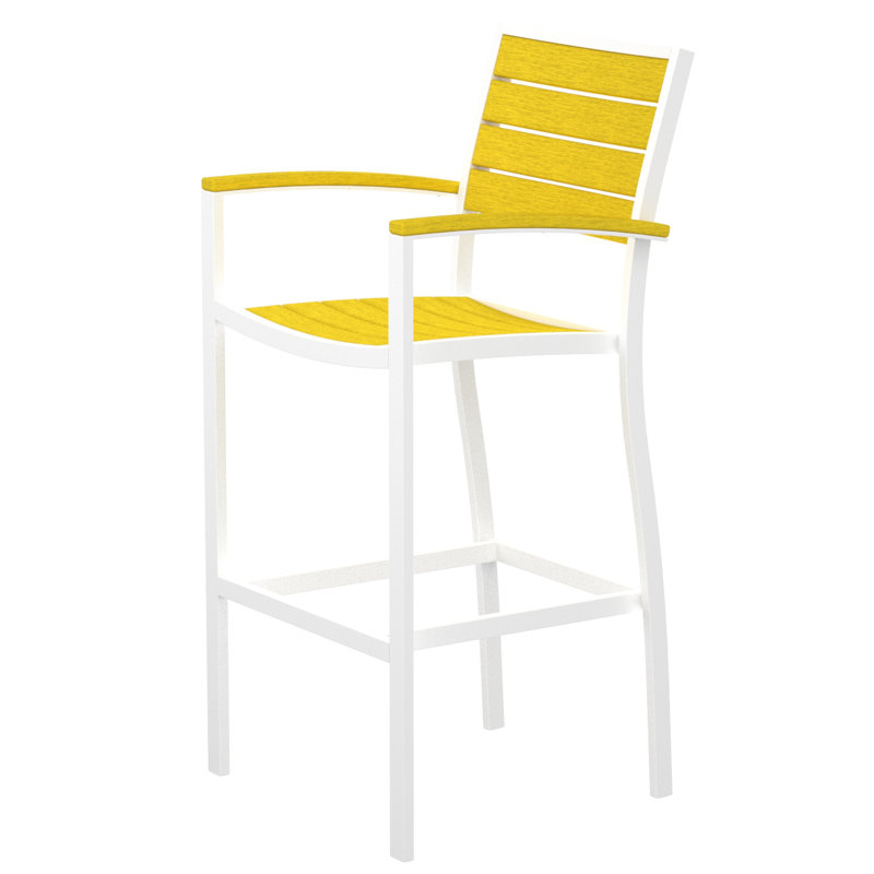 Chaise avec accoudoirs de bar POLYWOOD Euro, Blanc brillant, Citron