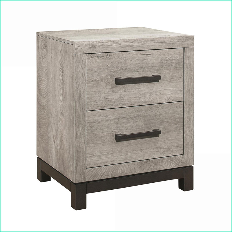 Table de chevet 2 tiroirs gris