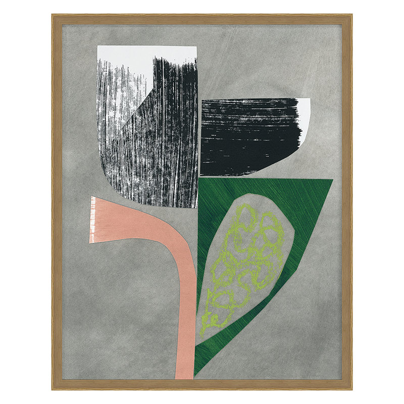 Flower Collage 9 Print by Renee Stramel, 30" H x 24" W x 2.38" D, Oak Framed