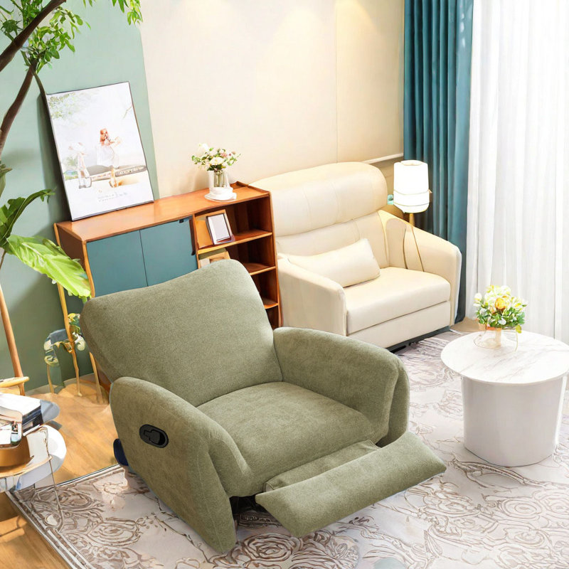 Fauteuil inclinable pivotant rembourré Smayan, Vert clair