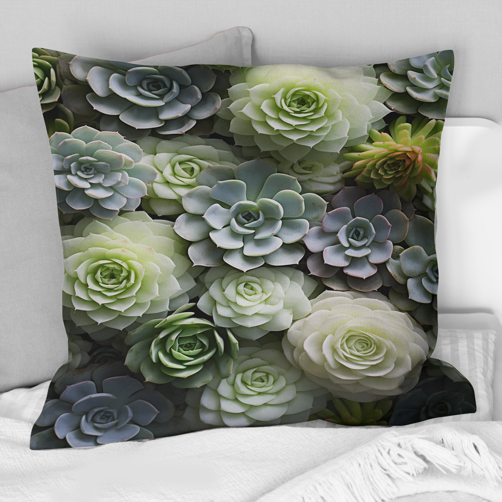 Design Art Green Succulents Flowers Serene Succulents II - Succulent  Printed Throw Pillow | Wayfair