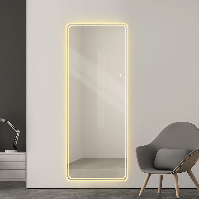 Wall Mounted LED Lighting Mirror/Bathroom Mirror/Full-Length Mirror/Makeup Mirror, Three Color Lighting+Dimming+IP44 Waterproof+Anti Fog+Touch Switch , Mirror