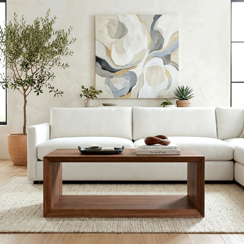 Wander Solid Coffee Table with Storage, 45.72cm H x 147.32cm W x 59.39cm D, Satin Walnut