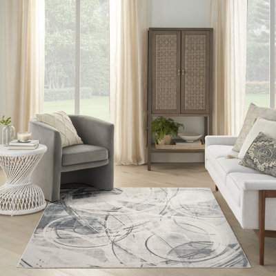 Astra Machine Washable Silver Blue Modern Indoor Rug