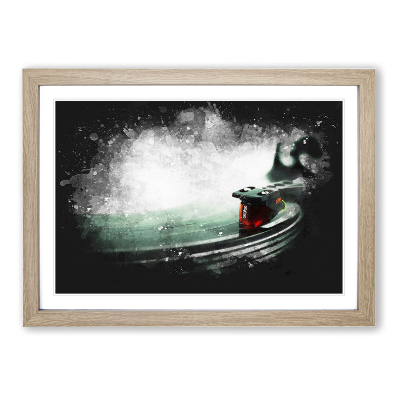 The Needle of the Record Player - Picture Frame Graphic Art, Oak Framed, 65cm H x 90cm W x 2cm D
