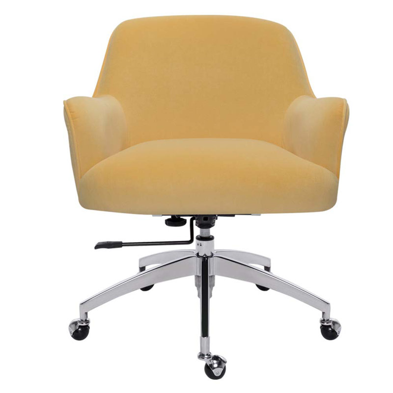 Pridbjorn Velvet Office Chair, Yellow