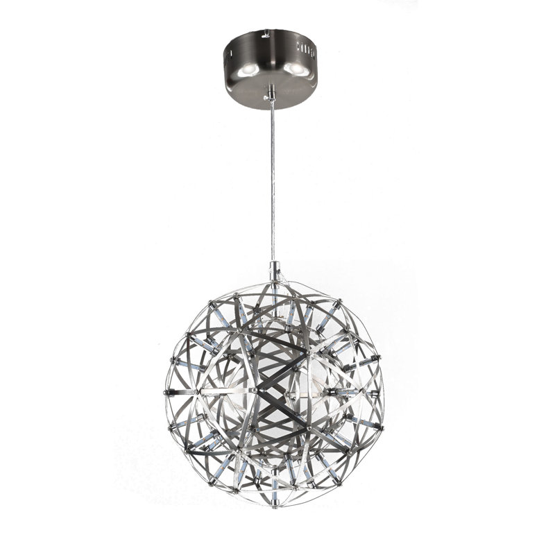 Menke Modern LED Stainless Steel Globe Chandelier, 12" H x 12" W x 12" D