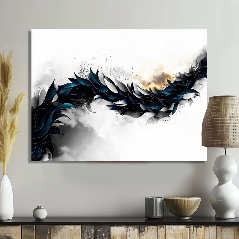 «Geometric Rift Of Aqua Waves III», décoration murale abstraite en métal, impression géométrique en métal