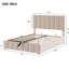 Élégant lit plateforme tapissier beige avec système de rangement hydraulique - sensation de luxe