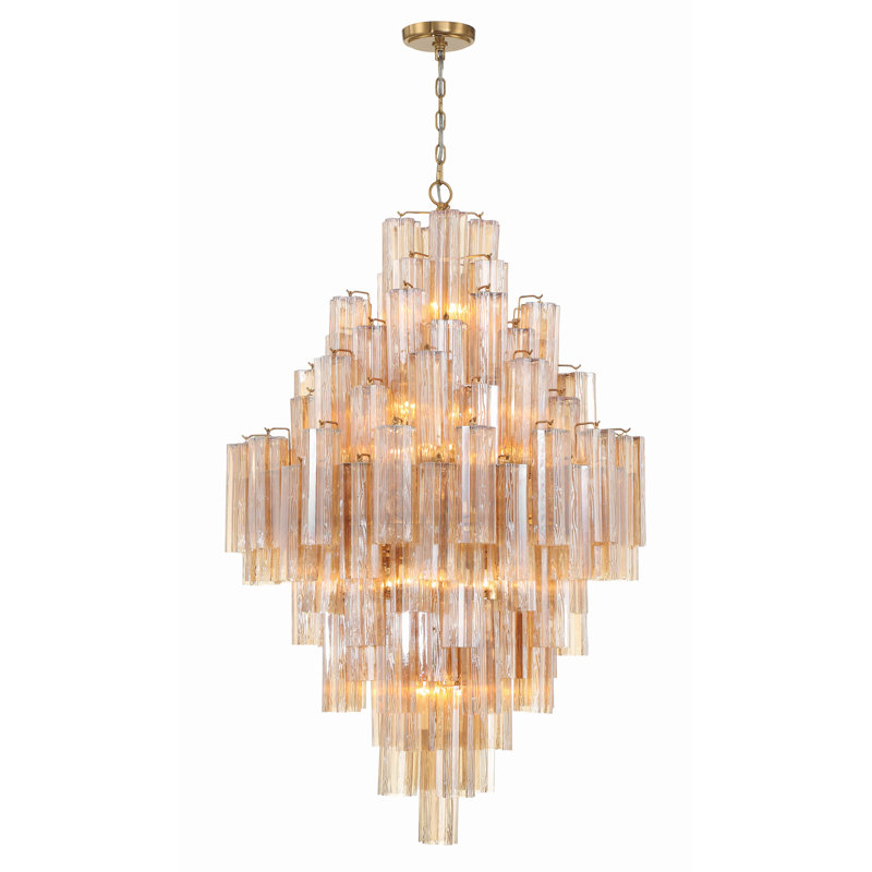 Quinzio 20 - Light Dimmable Tiered Chandelier, Aged Brass