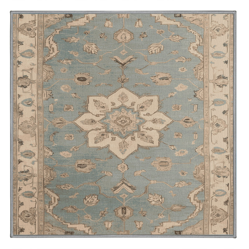 Tapis gris Tabriz lavable à la machine, Carré 6 pi
