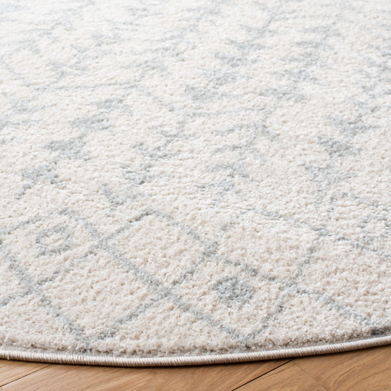 Tapis ivoire / gris clair Dildy Southwestern, Rond 6 pi 7 po