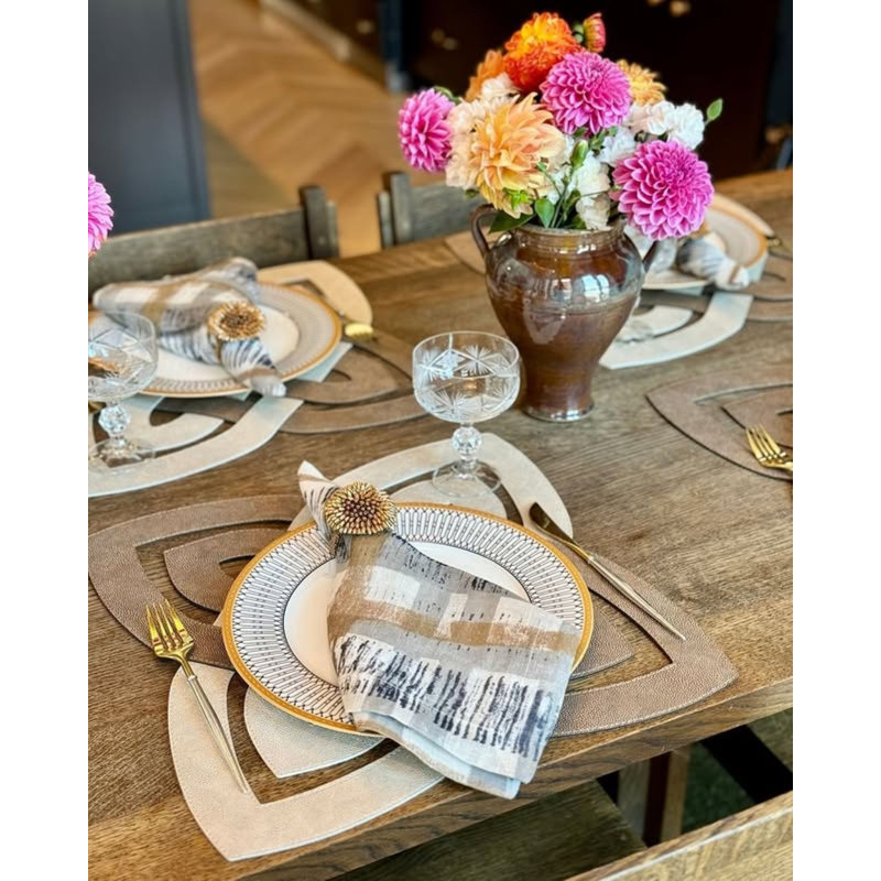 Archer Vinyl Square Placemats, Gray/Charcoal