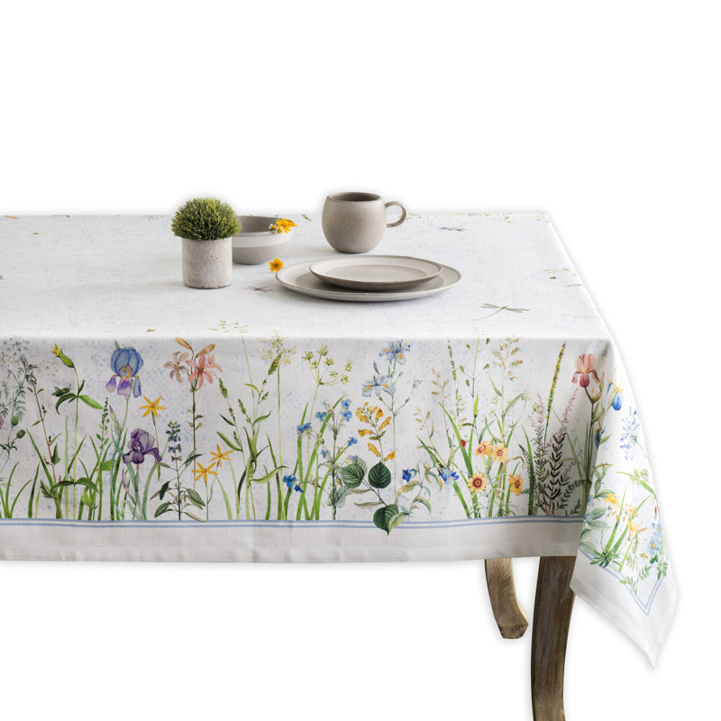Floral 100% Cotton Tablecloth, 108" L x 60" W