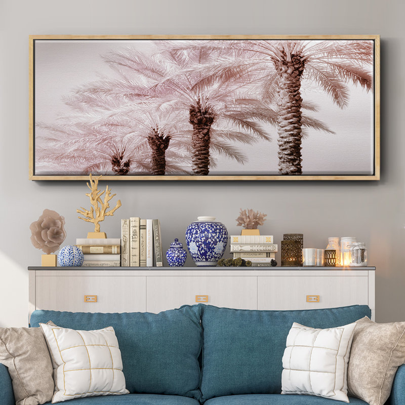 Stately Palms- Framed Canvas, 12" H x 30" W