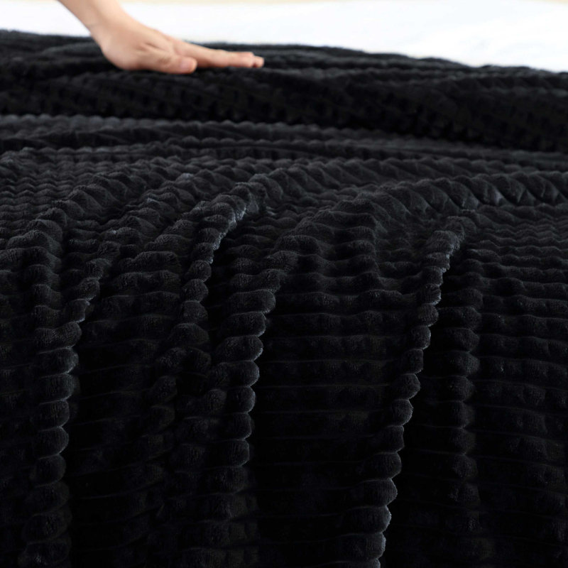 Houndstooth Kenneth Cole Textured Solid Plush Throw Blanket, Black
