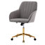 Chaise de bureau ergonomique grise avec coussin en velours et fabrication stable en velours gris réglable pour plus de confort