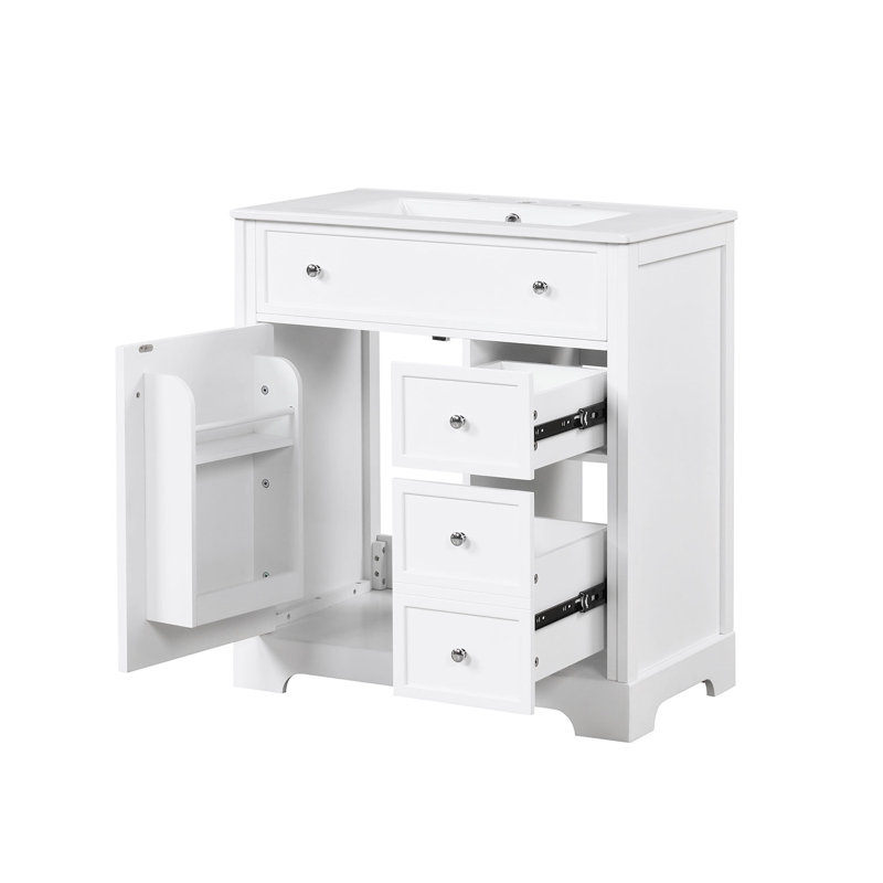Meuble-lavabo simple 30 po avec comptoir en céramique Cashel