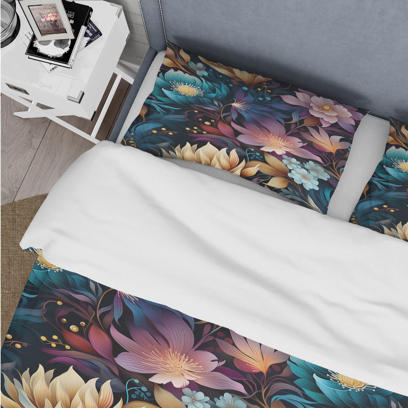Moroccan Dreamscape Boho Pattern V Duvet Cover, King Duvet Cover + 2 King Shams