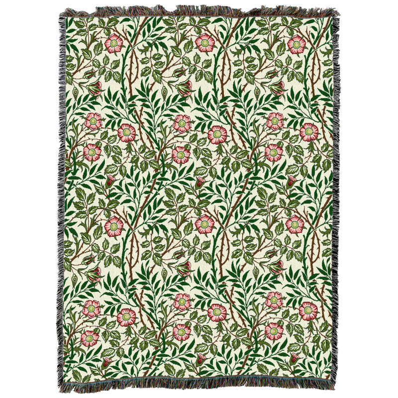 Couverture Pure Country Weavers par William Morris Sweetbriar - Artisanat d'art - Jeté en coton tissé à la main - fabriqué aux États-Unis (72 x 54)