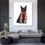Art sur toile tendue Red Barrel Studio® Fab Funky Gallery: chat noir, foulard rouge-912574795