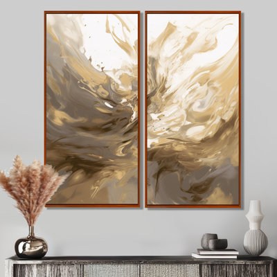 Symphonie aqua blanche et dorée - impressions sur toile modernes bleues