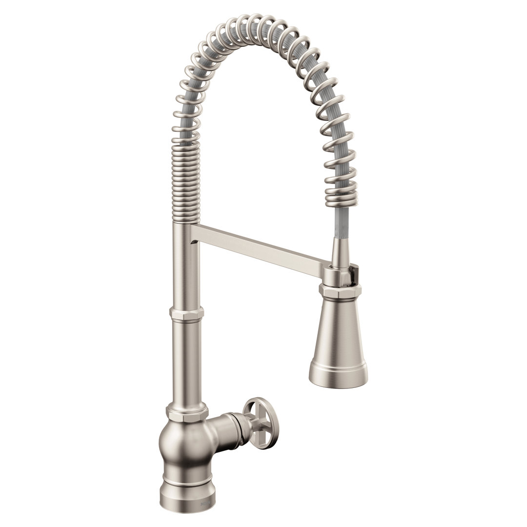 Paterson Spring Pull Down Single Handle Kitchen Faucet with Accessories and with Power Boost Moen 