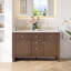 Meuble-lavabo double 54 po Cerrito en chêne brossé brun avec comptoir en pierre reconstituée blanc grain-1155162096