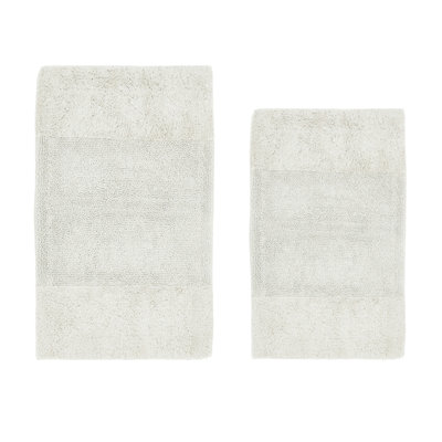 Makaylynn Premium 100% Cotton 2 Piece Bath Rug Sets with Non-Slip Backing, Machine Washable, Luxurious Solid Pattern Super Absorbent & Tufted Weave Bath Mat for Bathroom, Shower, and Tub