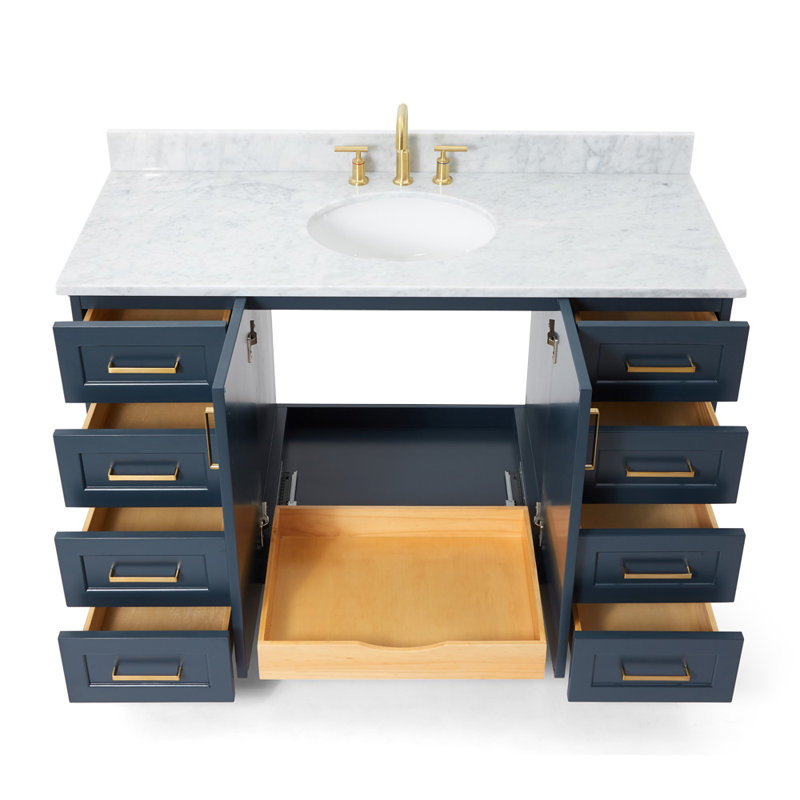 ARIEL TAYLOR 49 IN SINGLE RECTANGLE SINK VANITY, White, Rectangle, 54"