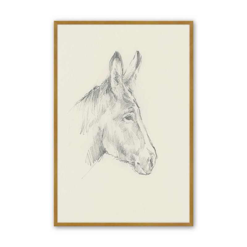 «Donkey Study I» par Ethan Harper, reproduction d'art sur toile, Impression sur cadre ouvert sans papier mat, Doré