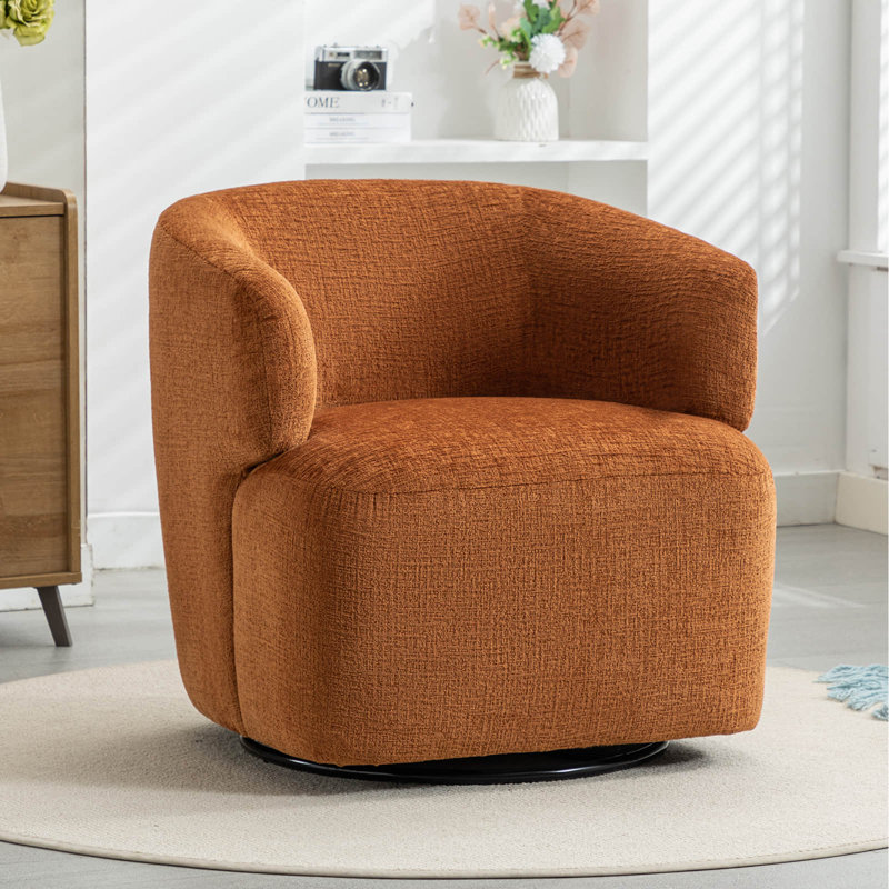 Fauteuil d'appoint pivotant de 30 po de largeur et sans assemblage, Chenille orange