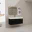 48 Inch Wall-Mounted Bathroom Vanity with Sink and Storage Rack, Thick Edged Resin Basin, KD-Package
