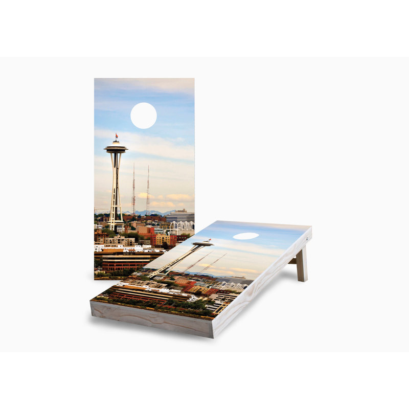 Ensemble de jeu de cornhole Seattle 2 x 4 | Comprend (2) planches (8) sacs et accessoires optionnels, NO Accessories