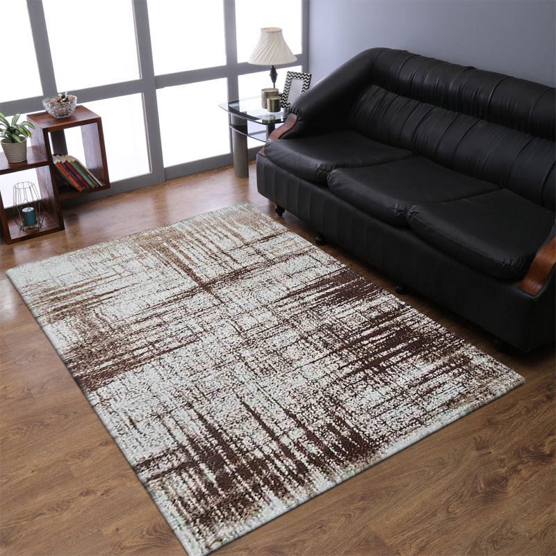 Machine Made Heatset Polyproplyene Area Rugs - Rectangle, Beige Color, Contemporary Modern Design, Low Pile Machine Made Area Rugs for Living Room, Bed Room