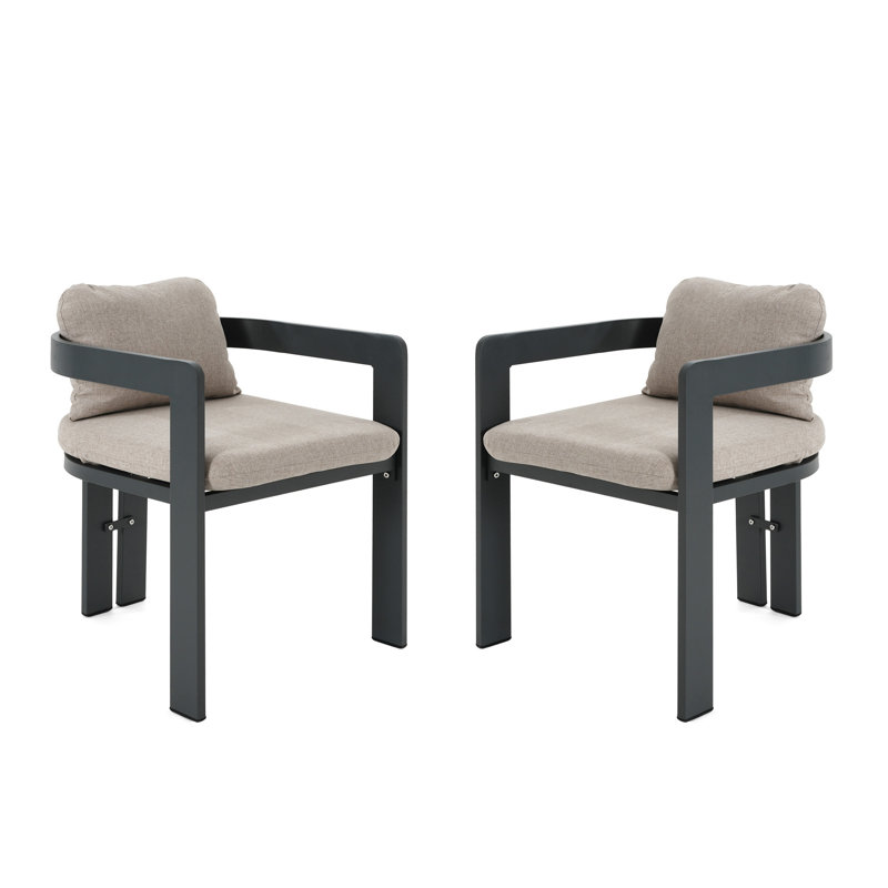 Chaise de patio d'extérieur en aluminium, ensemble de 2 avec coussins