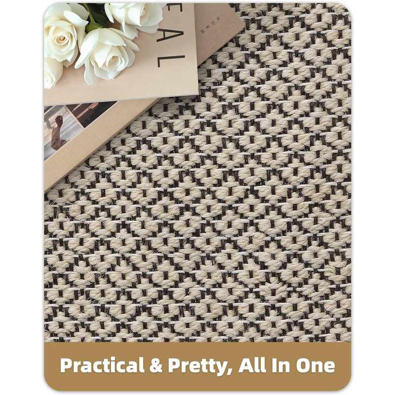 Sisal Rug Indoor Outdoor,Hand Woven Natural Fiber Area Rug With Diamond Weave, Easy Clean Modern Minimal Decor For Patio, Deck, Living Room, Dining Room