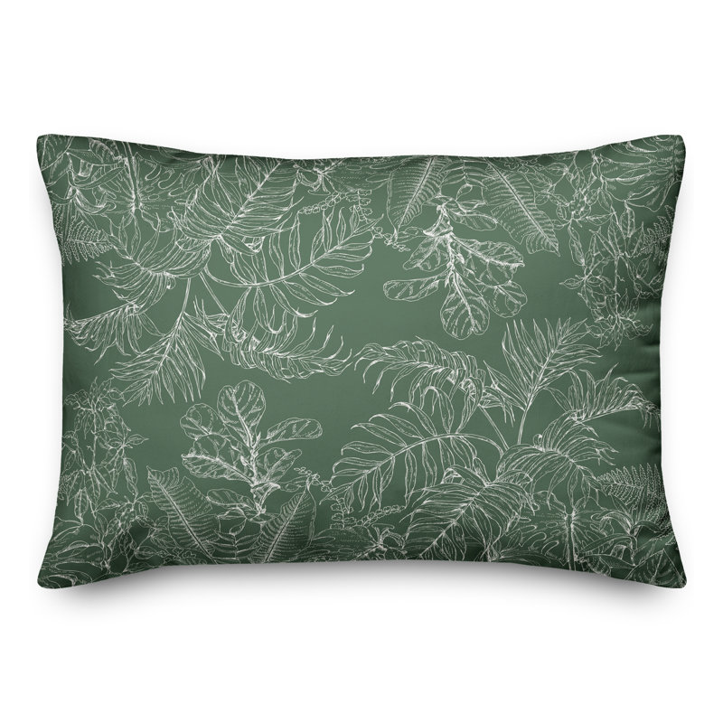 Botanical Sketch 16 Outdoor Rectangular Pillow Cover & Insert, Green