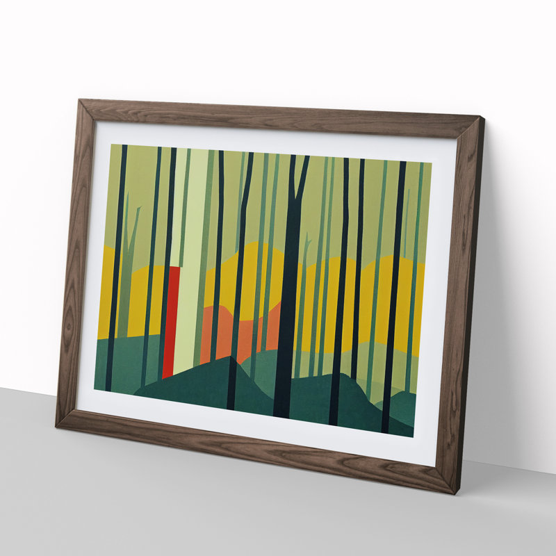 Colourful Abstract Summer Forest Vol.2 - Framed Print, 25cm H x 34cm W x 2cm D, Walnut