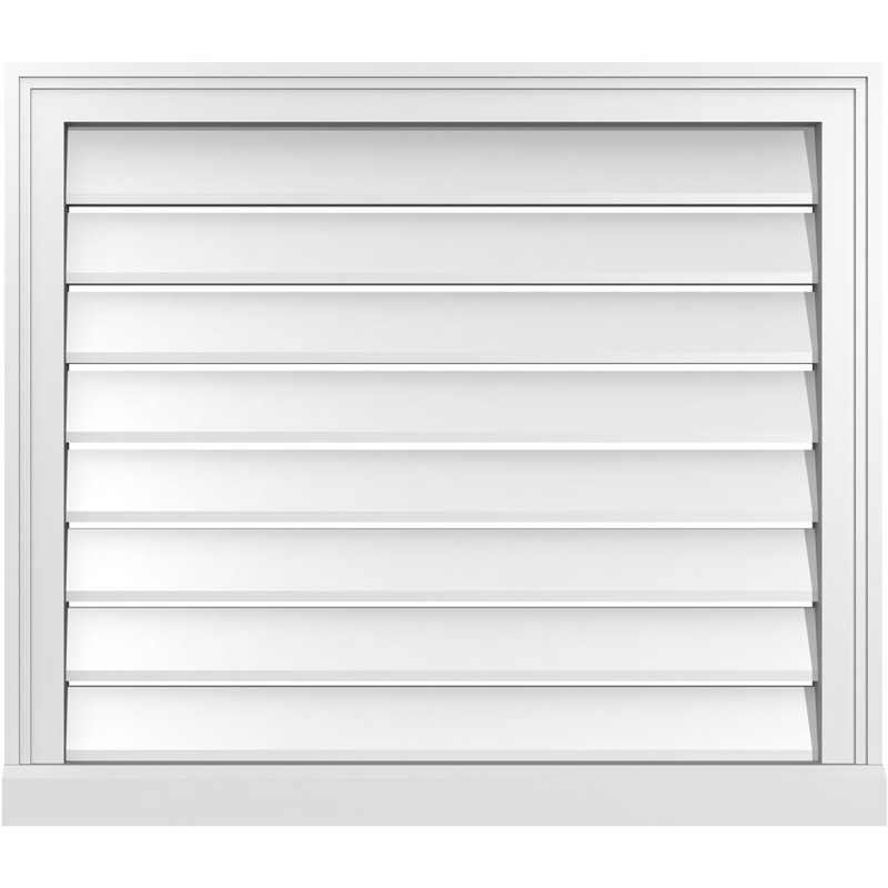 Rectangle Surface Mount Signature Urethane Functional Gable Vent, Primed Tan, 26" H x 30" W x 2" D