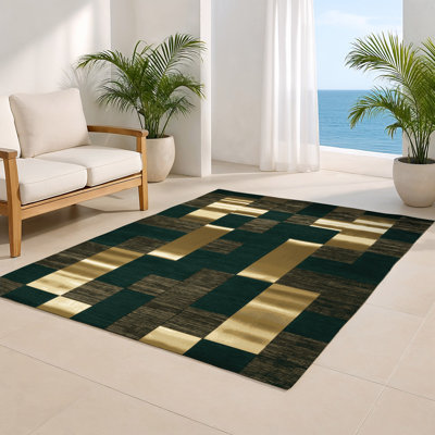 Tapis d'intérieur et d'extérieur à carreaux vert