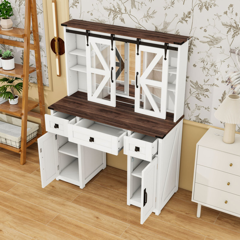 Makeup Vanity Desk with Mirror, Charging Station and Drawers