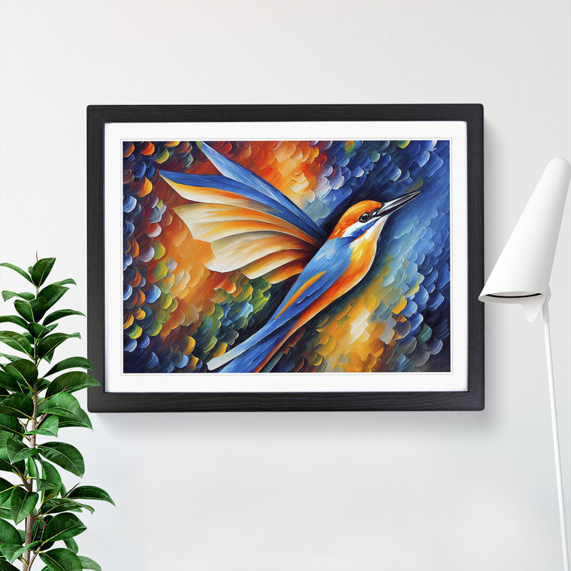 Kingfisher Bird Vol.7 Abstract - Framed Print, Black, 25cm H x 34cm W x 2cm D